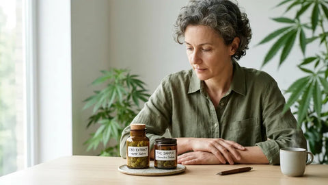Persona comparando CBD y THC para entender sus efectos