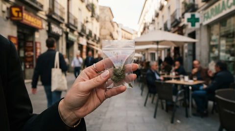 Flor de CBD en una calle de España y dudas sobre su legalidad