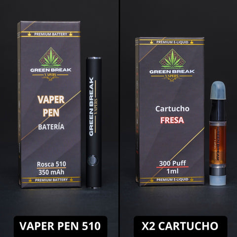 PACK VAPER PEN + 2 CARTUCHOS 80% THC-X